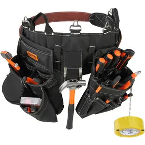 【fathersdaygift】VEVOR Tool Belt, 32 Pockets, Adjusts from 32 Inches to 54 Inches, Nylon Heavy Duty Tool Pouch Bag, Detachable Tool Bag for Electrician, Carpenter, Handyman, Woodworker, Construction, Framer, Black