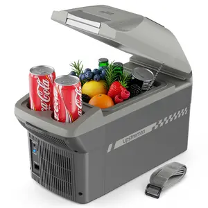 Upstreman 10QT Multifunctional Refrigerator, Portable Electric Cooler & Warmer with 12V Car Adapter, Dual Cooling & Heating, Compact Mini Design, Shoulder Strap for Camping, Road Trips