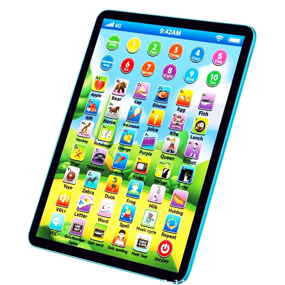 Interactive Learning Entertainment Portable Tablet for Kids, Abc Songs Music, Battery Powered, Educational Toy for Boys and Girls, Digital Alphabet Learning Tool