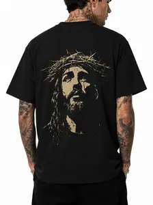 Jesus Crown of Thorns T-Shirt, Black Christian Faith Graphic Tee for Men Women, Unisex Cross Shirt, Church Casual Outfit