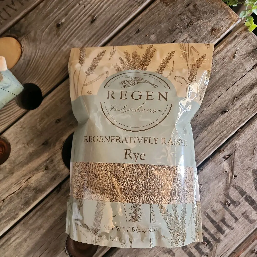 Rye Wheat BERRIES, in biodegradable bag, Organic & Regenerative wheat berries, 5 Pound, Bag Great for fresh milled baked goods. USA grown, Great for fresh milled baked goods. Unlock 40 out of 44 nutrients needed daily.