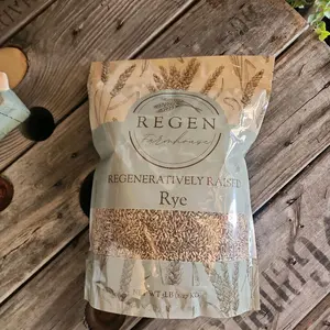 Rye Wheat BERRIES, in biodegradable bag, Organic & Regenerative wheat berries, 5 Pound, Bag Great for fresh milled baked goods. USA grown, Great for fresh milled baked goods. Unlock 40 out of 44 nutrients needed daily.