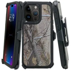 Black Tree Rugged Defender Case Cover For Apple iPhone 17 / 17E / 16 / 16E / 15 / 14 / 13 / 12 / Plus / Pro / Pro Max / Shockproof Heavyduty Protection cover With Belt Clip Phonecase Protector