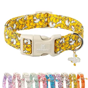Maca Bates Cute print Dog Collar - Adjustable and Comfortable for All Sizes Harness Straps