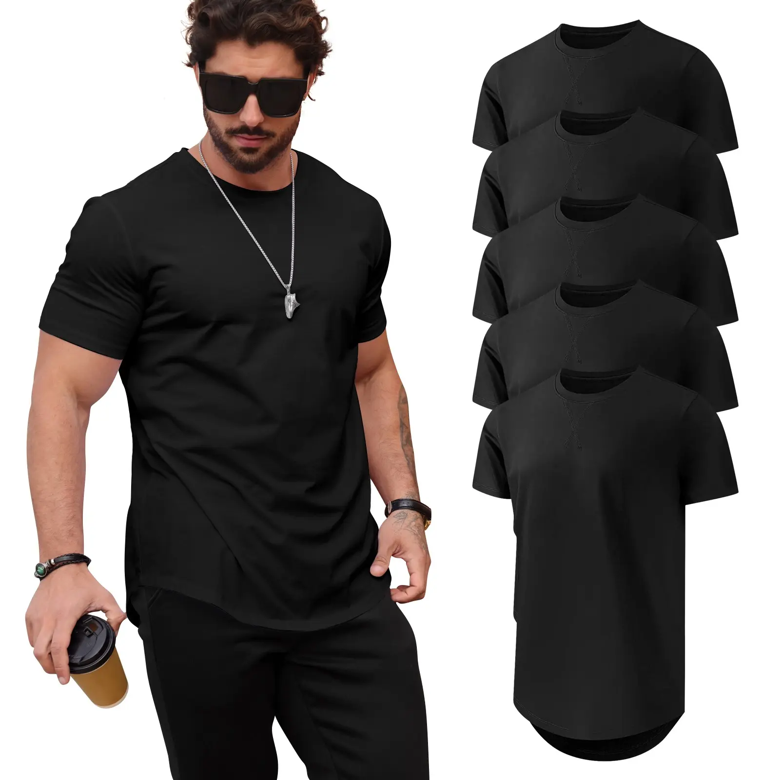 Mancozy Premium Men's Fitted Proclub Crew Neck Plain Essential Tees Short Sleeve T-Shirts for Men 3X-Large