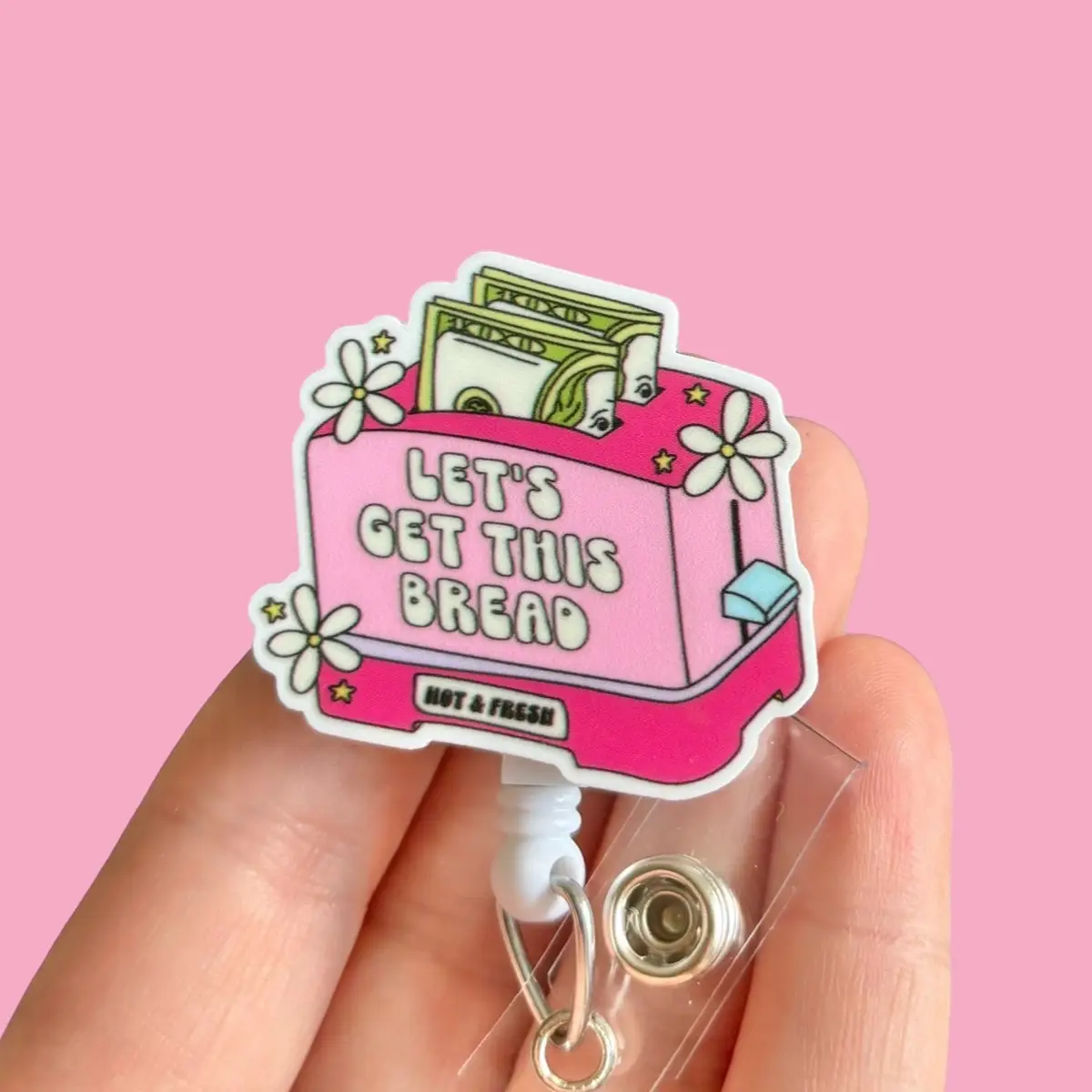 Glitter My Badge funny get that bread badge reel for nurse and hospital workers. Badge clip Badge pull - Retractable swivel clip with a 360 rotation.