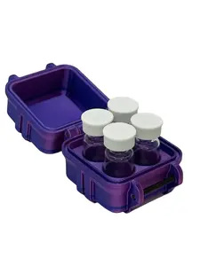 Vial Vault 4-Vial 3mL Secure Case | 2x2 Grid | GLP-1 Peptide TRT Storage Boxes Durable Plastic Organizers