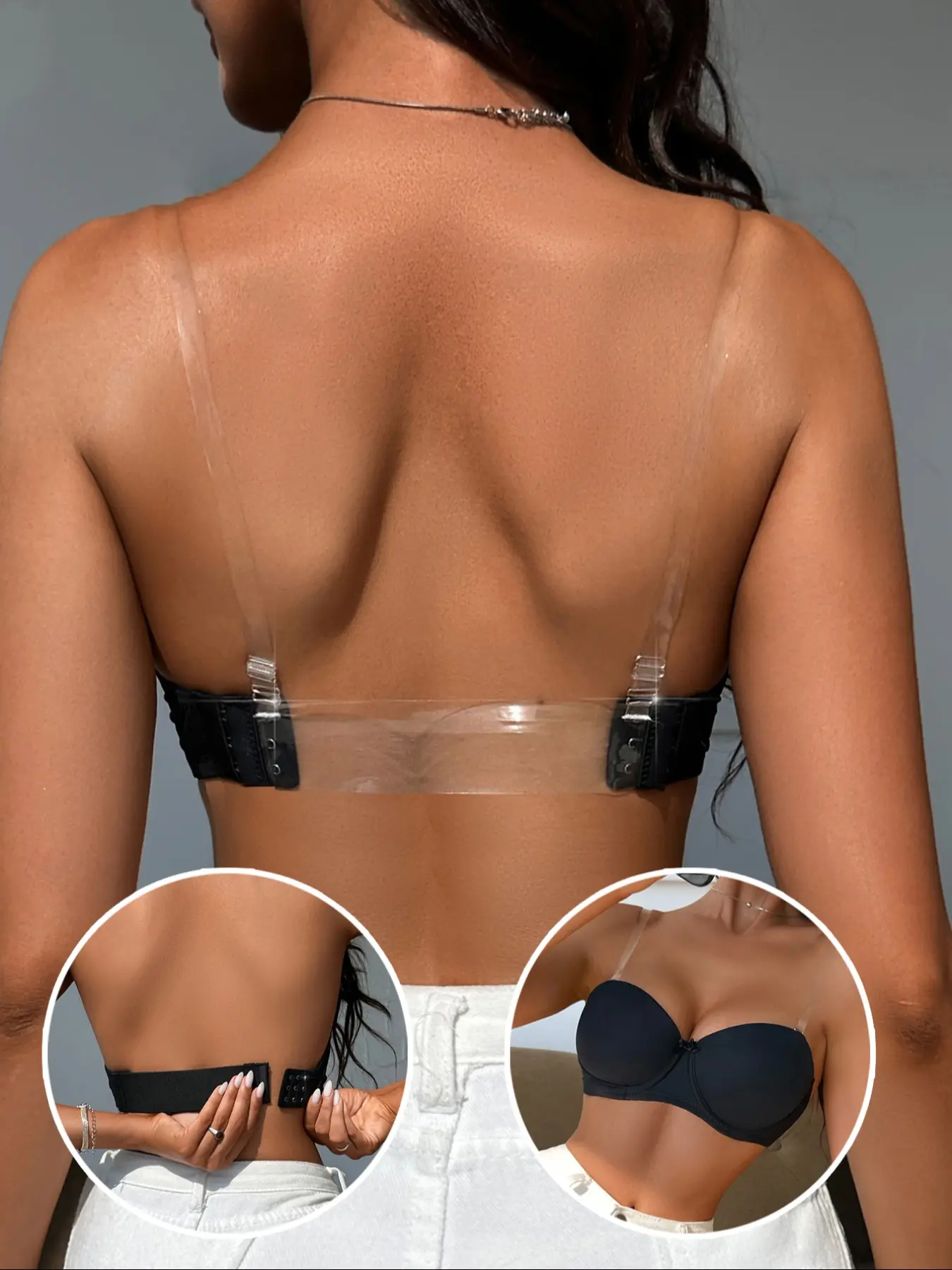Women's Sheer Halter Neck Backless Summer Bralette, Removable Straps, Adjustable Buckle, Multi-Wear Style, Invisible Design, Single Piece Underwear, Lady