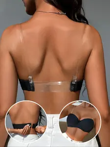 Women's Sheer Halter Neck Backless Summer Bralette, Removable Straps, Adjustable Buckle, Multi-Wear Style, Invisible Design, Single Piece Underwear, Lady