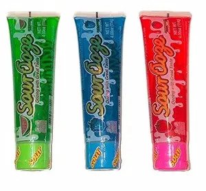 Ooze Tube Kidsmania Sour Ooze Tubes 1 Watermelon 1 Strawberry 1 Blue Raspberry 4oz 3 Pack Fruit Candy Mix with Cap for Parties