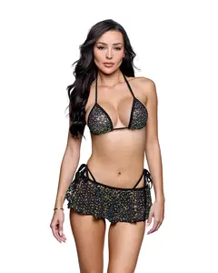 6770 - Sequin Net Flutter Skirt Mini Length Summer Bikini Bottoms for Womenswear