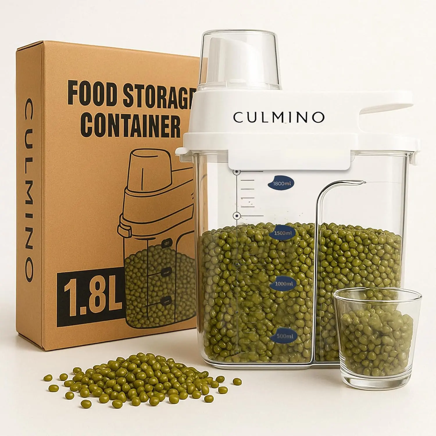 Airtight Cereal Containers Storage with Pouring Spout & Measuring Cup – 1.8L BPA-Free Plastic Cereal Dispenser for Rice, Flour, Pet Food & More – Storage Container Durable & Leak-Proof