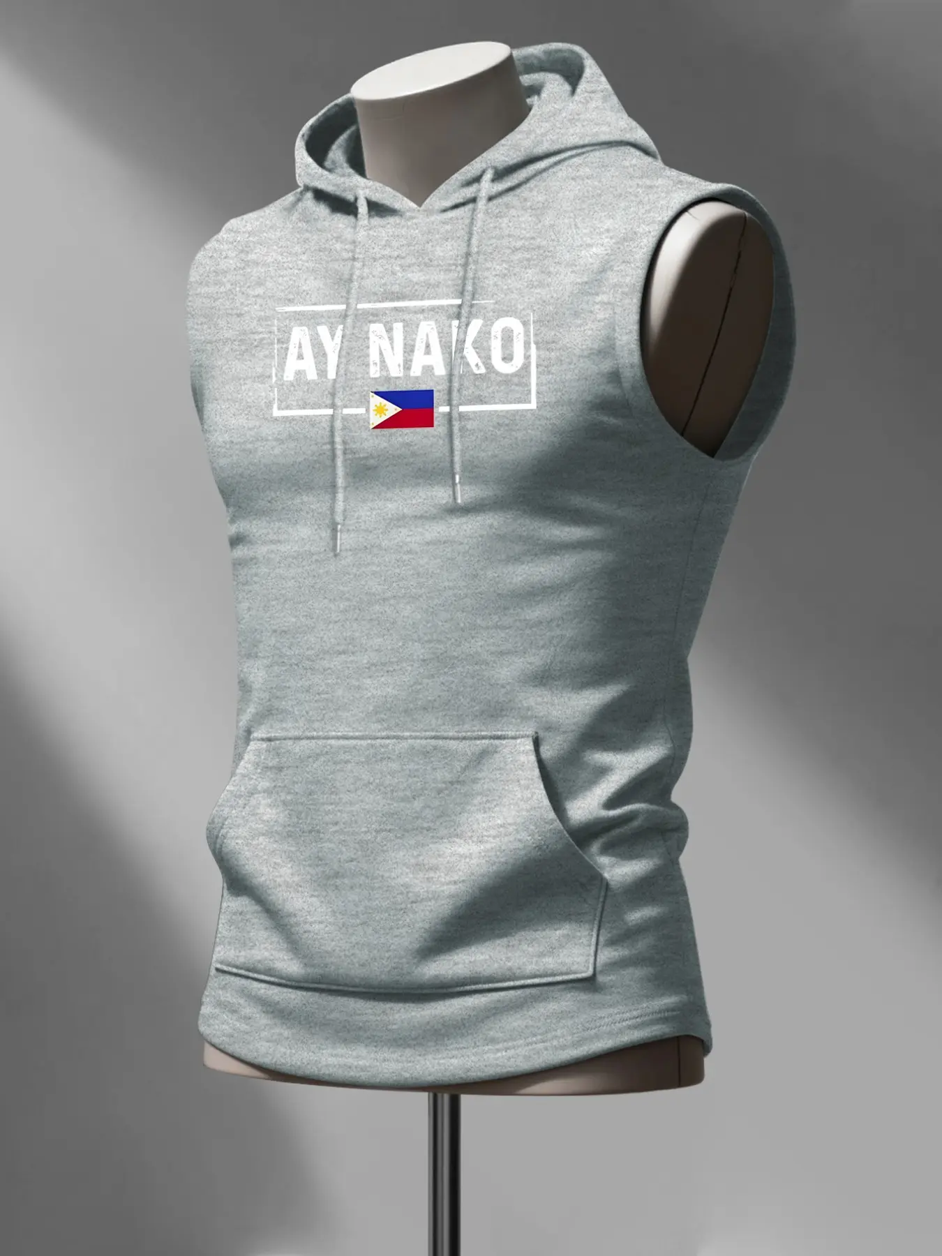 Men's Fashion Hooded Tank Top, Filipino Culture Slogan Print, Flag Design, Casual Sleeveless Shirt, Perfect Gift for Men, Clothes, Cultural, Fashion Tank Tops
