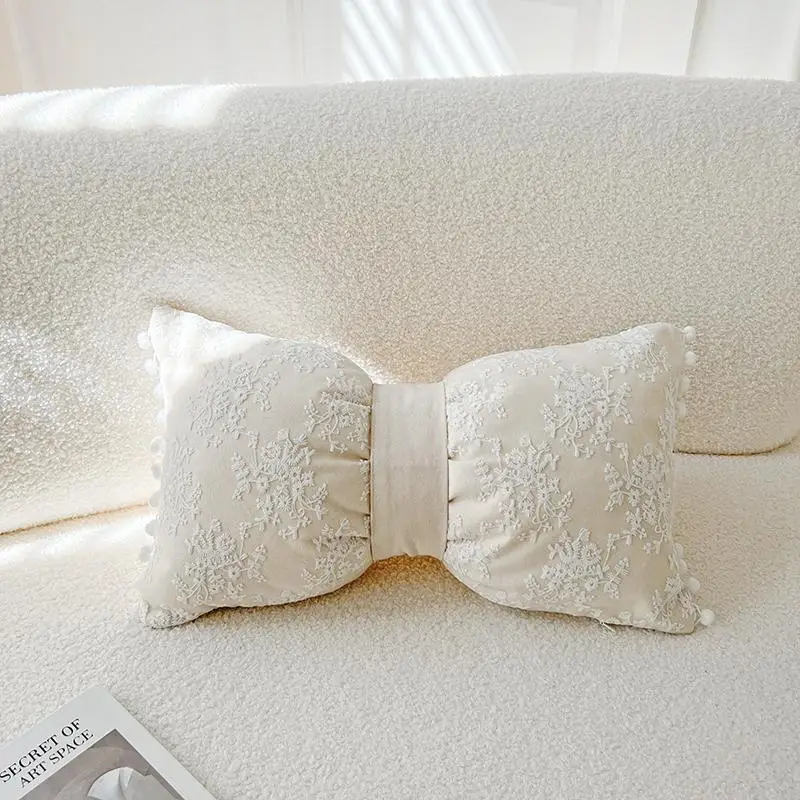 Lace Flower Design Embroidered Throw Pillow Case without Filler, 1 Count Breathable Pillow Cover, Soft Comfortable Pillowcase for Home Sofa Bed