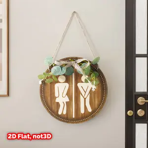 Butterfly Bathroom Signage, 9.05x9.05 Inch Round Flat 2D Wall Plaque, Home Decoration, Ideal for Hotel, Mall & Home Bathrooms, Durable Design