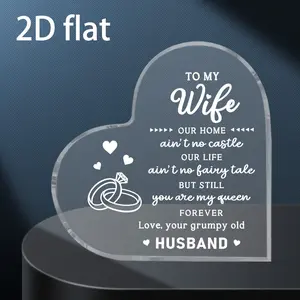 1pc Clear Acrylic Plaque Heart , Gift For Mother's Day, Father's Day, Wife's Birthday, Bedside Table & Desk Decoration