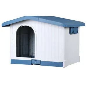 SuperDeal Pets Large Plastic Dog House with Lift-Off Roof, Detachable Base, and Bar Window Design