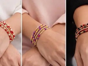 Gold Beaded Bracelet Set, Handmade Stackable Stretch Bracelets for Men and Women, Minimalist Fashion