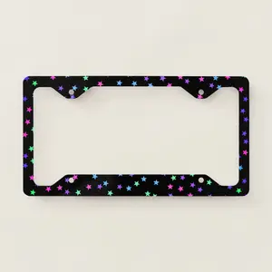 Cute Pink Green Blue Purple Stars License Plate Frame