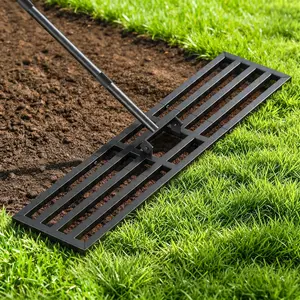 Lawn Leveling Rake 44x10 inch, Heavy Duty Reinforced Lawn Leveler Tool, Garden Landscape Rake with 77" Adjustable Handle, Yard Ground Leveler for Backyard, Garden, Golf Course, Farm, Pasture