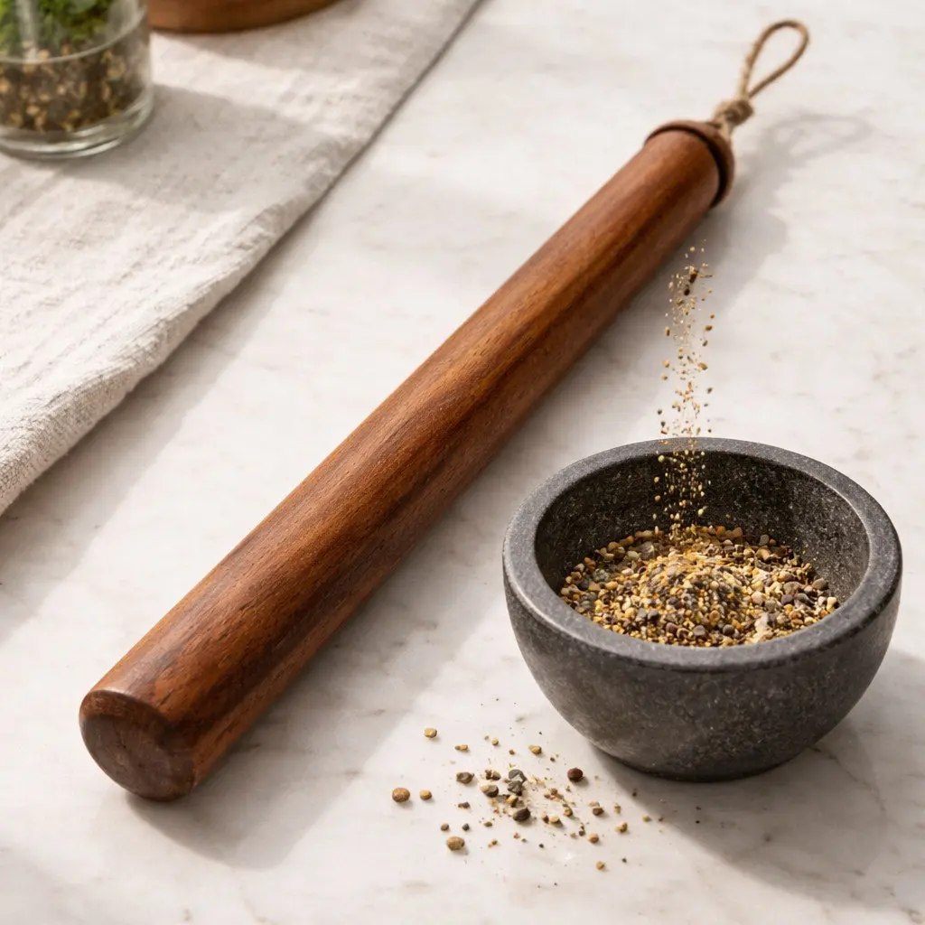Hand Turned 12 Inch Wooden Spice Grinder, cherry and maple hardwood, functional kitchen tool, quality artisan gift