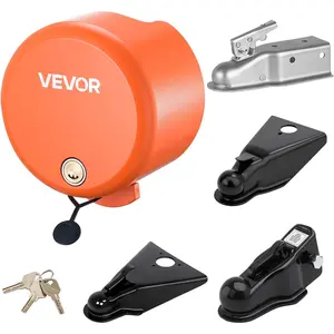 VEVOR Trailer Lock, Fits 1-7/8, 2 & 2-5/16-Inch Straight Tongue Ball Couplers, Heavy Duty Hitch Lock with 4 Keys Secures Security Chains, Anti-Theft RV Trailer Locks for RV, Trailer, Boat