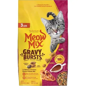 Meow Mix Gravy Bursts, Savory Chicken Flavor Mix, Gravy Filled Dry Cat Food, 3 lb. Bag