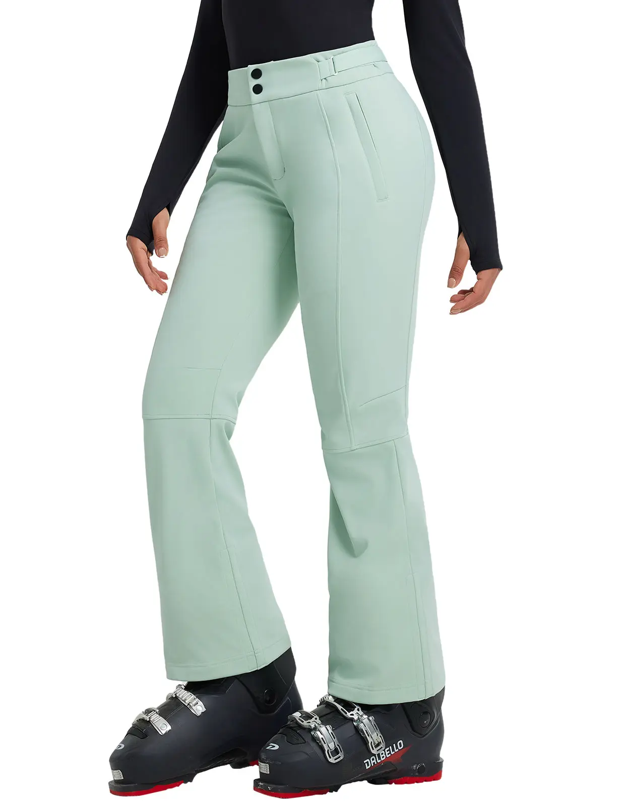 baleaf Women's Snow Pants, 4-Way Stretch Slim Bootcut, Waterproof Insulated Fleece Lined for Skiing & Snowboarding with Adjustable Length Ankle, Clothing