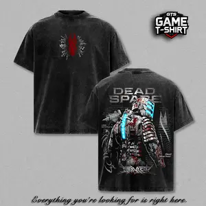 ''Dead Space'' Isaac Clarke Graphic Tee Vintage Washed Oversized Heavyweight T Shirt | Sci Fi Horror Game Streetwear Shirt | USG Ishimura Large Back Print Graphic Tee | Heavy Cotton Unisex | Gamer Outfit Streetwear | Gift For Dead Space Fans
