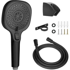 RV Shower  with Hose and On Off , 3-Spray Camper Water Saving and High  Shower  with Hose for RV, Camper, Van, Travel Trailer, Motorhome and Boat, Matte Black