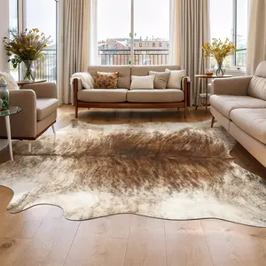 LOCHAS Faux Cowhide Rug | Pet & Kid-Safe Non-Slip Non-Shedding Carpet, Scratch Resistant Floor Mat for Modern Farmhouse, Nursery Playroom, Easy Clean Living Room Decor