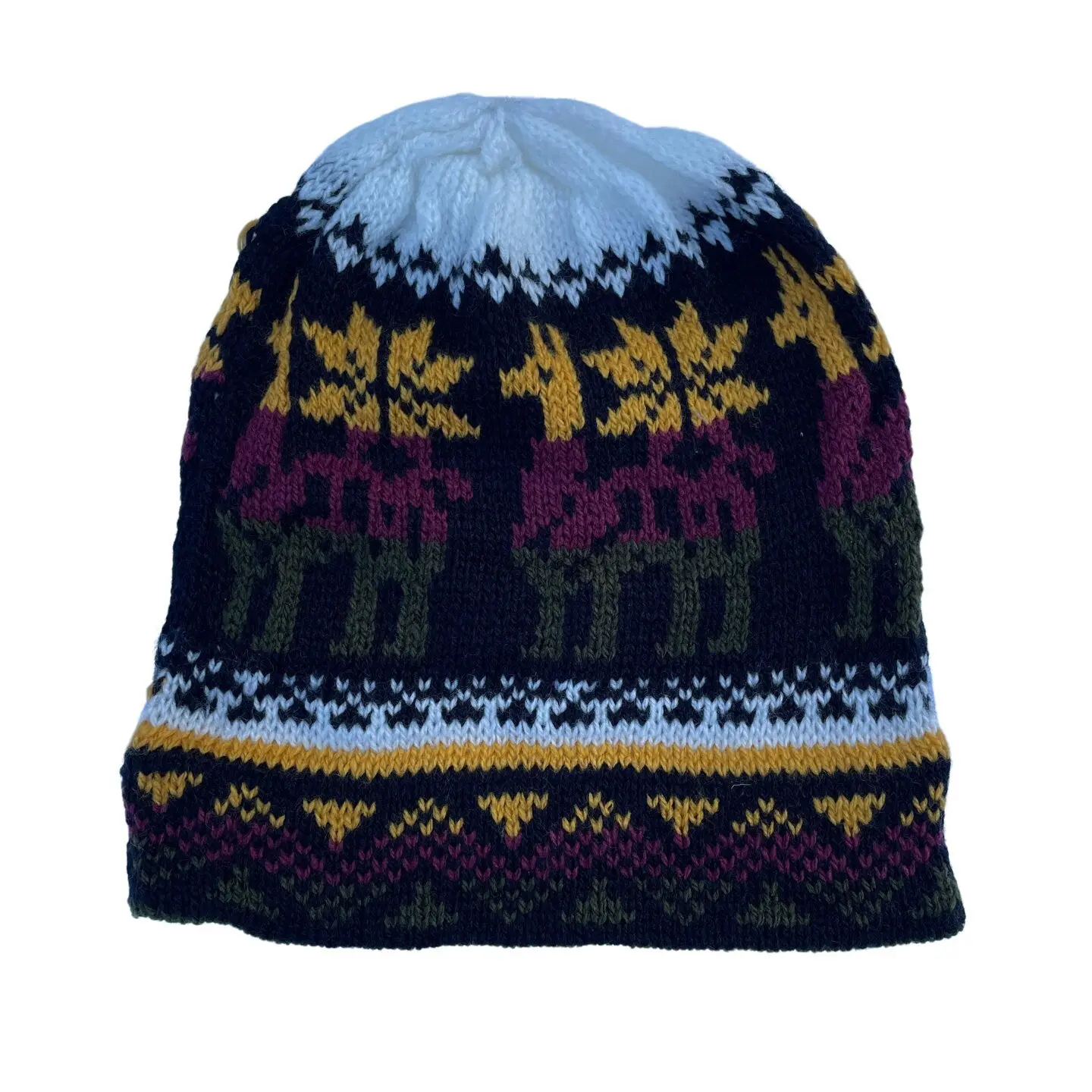 Unisex Peruvian Alpaca Chullo Hat, Hand-Knitted Llama Pattern Winter Beanie for Snowboard Wear, Fits 18 to 20 inches - Hand Wash Only, Warm, 18 Inches To 20 Inches