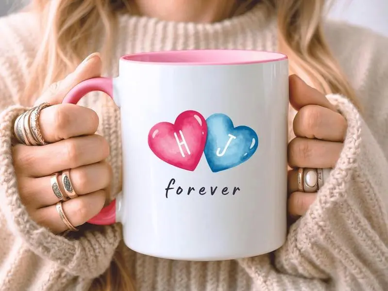 Personalised Valentine's Day 11oz Accent Mug, Valentines Gift For Her, Custom Mug, Romantic Gift For Girlfriend Boyfriend, Five Colours
