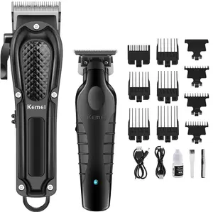 KEMEI Professional Hair Cutting Scissors Set, Cordless Rechargeable Hair Clippers and Trimmers Set, Hair Cutting Scissors, Men's Gift