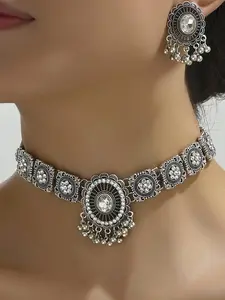 Vintage Rhinestone Decor Jewelry Set, 3pcs, Elegant Jewelry Set, Fashionable Jewelry Set, Fashion Accessories for Women & Girls, Fashion Jewelry for Party, Daily Decor, Trendy All-match & Exquisite Jewelry for Birthday Gift