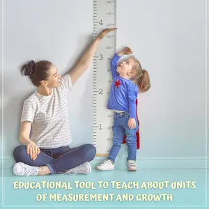 Growth Chart for Wall - Height Chart for Toddlers (79” x 7.9”) - Canvas Kids Tape Measure Chart - Growth Chart for Kids w/Wood Frame Panel - Neutral Color Height Measurement for Wall & Home Décor