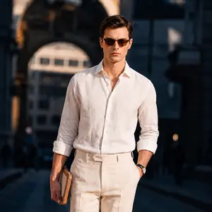 Men's 100% Pure Raindrop Linen Classic Collar/Stand Collar Shirt – 1-Pack,  2-Pack,3-Pack, 5-Pack | Business Commute, Casual Vacations, Quiet Luxury Style