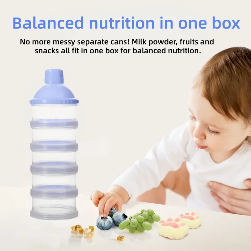 5-Layer Milk Powder Storage Container, Portable Travel Detachable Box, Snack Storage Box, Baby Food Container, Kitchen Supplies, Portable Formula Storage Box, On-the-Go Formula Box, Milk Powder Storage Case-MM1