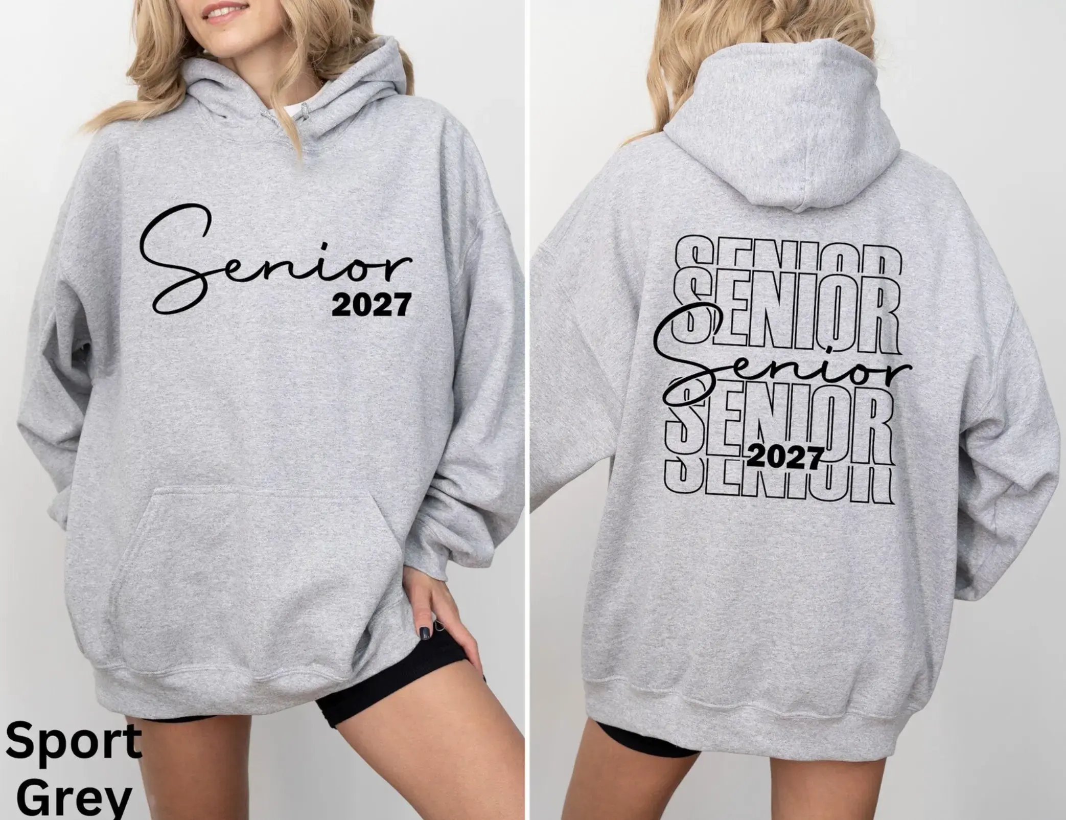 Senior 2027 2 Sided Hoodie - Sweatshirt - TShirt, Senior 2027 Sweatshirt, Class of 2027 Crewneck, Senior Year Sweatshirt, Graduation Shirt, Senior Shirt