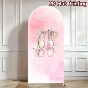 Pink Dance Ballerina Arch Backdrop Featuring Ballet Shoes for Baby Shower & 1st Birthday Party Event Photography Backgrounds