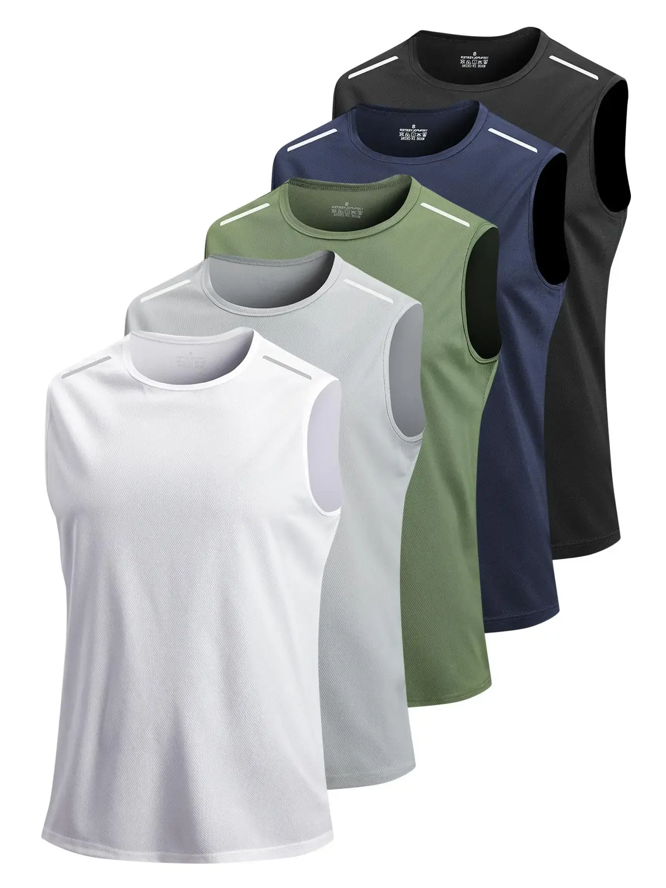 Men's Sleeveless Short Vests for Running, Solid Color Regular Fit Crew Neck Tank Top, Breathable for Gym Workouts, Running Vests
