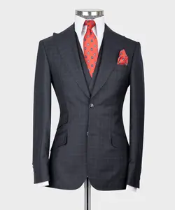 Charcoal Checkered 3-Piece Suit – Classic Power, Modern Precision