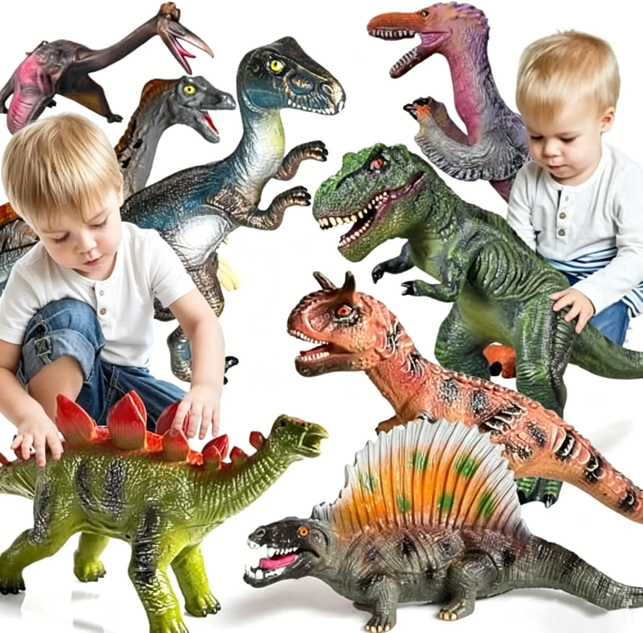 8 PCS Realistic Jumbo Dinosaur Figurine Toyset, Classic Unisex Action Figures for 12 Months and Up Kids Toddlers 3-7 Years, Science & Pretend Play Party Favors, Ideal Birthday Gifts