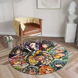 Anime Round Living Room Mat, Soft and Comfortable, Suitable for Entrance, Living Room, Study, Bedroom Home Decoration, Velvet Rug Gift for Men Women Boys Girls Fans Christmas Halloween Birthday Festivals