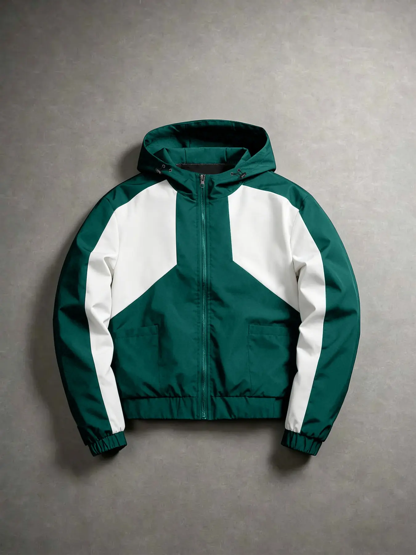 Men's Colorblock Windproof Jacket, Long Sleeve Fitted Casual Coat, Casual Pocket Outerwear, Anti-Wrinkle Smooth Fabric, Perfect for Fall & Winter