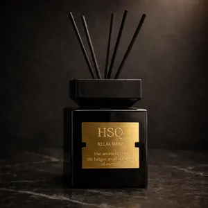 200ML Luxury Reed Diffuser, Black Glass Aromatherapy with Natural Rattan Sticks, Long Lasting Home Fragrance, Elegant Scent for Bedroom Bathroom Living Room, Relaxing Gift Decor, Long Lasting Scented, Aromatic Scent