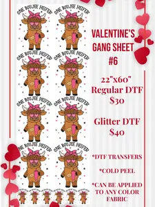 22x60 Valentine's Gang Sheet 6 - DTF Pre-Made Cold Peel Transfers