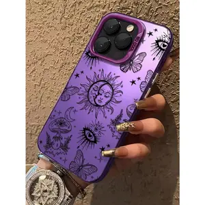 One graffiti-style creative sun eye phone case, compatible with iPhone 17/16/15/14/13/12/11/Pro Max/Pro/Plus/Xs Max/XS/X, protects the camera lens, made of durable silicone., Cover, Accessories, Smartphone