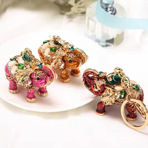 Alloy Elephant Car Keychain Pendant - Cute Animal-Shaped Key Ring Charm, Stylish Sports & Outdoor Protective Gear Accessory, Exquisite Mini 2026 New Arrival Gift