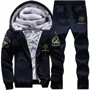 Autumn Winter 2-Piece Fleece-Lined Hoodie Set - Loose Casual Hooded Pullover & Sweatpants for Unisex Outfit Clothes men's sweatsuit set men 2 piece sets men's 2 piece set men sweatsuit set Matching